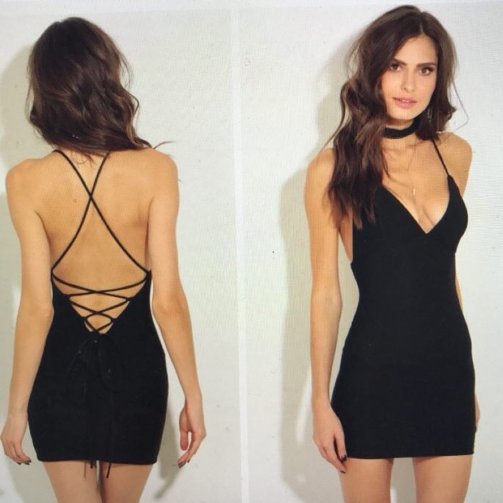 Lucy in the sky Black lace-back dress